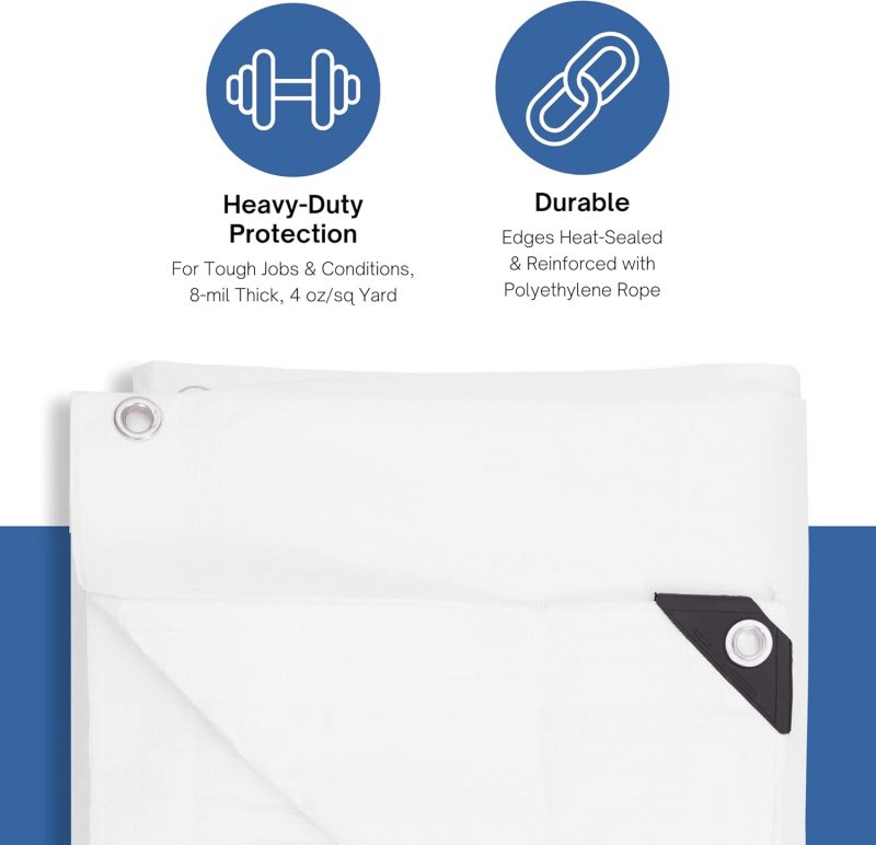 Heavy-Duty White Poly Tarp - Image 3