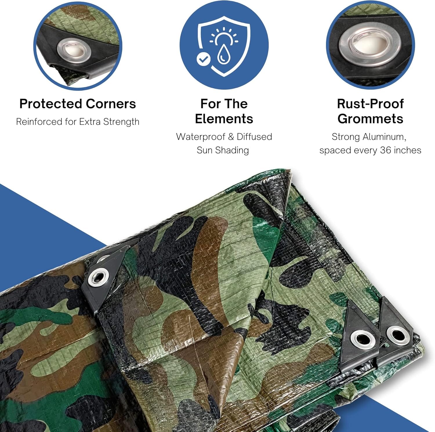thumbnail image 2 of 4x6 Foot Camouflage Tarp – Heavy Duty, Multi-Use, Outdoor Cover – Unbranded 2 of 2
