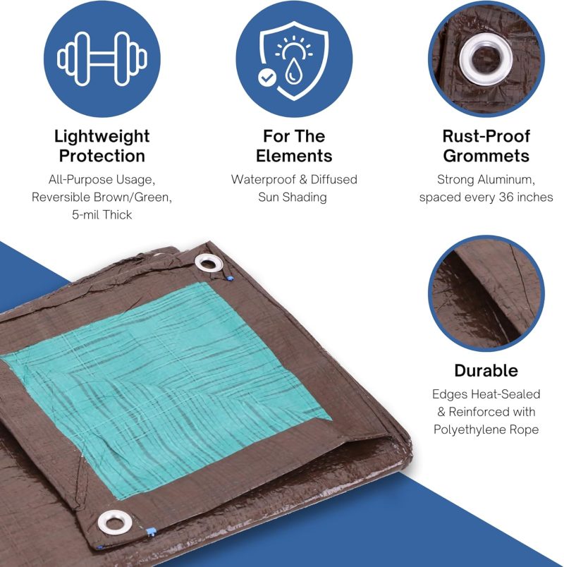 All Purpose Reversible Brown/Green Poly Tarp (5-mil) - Image 3