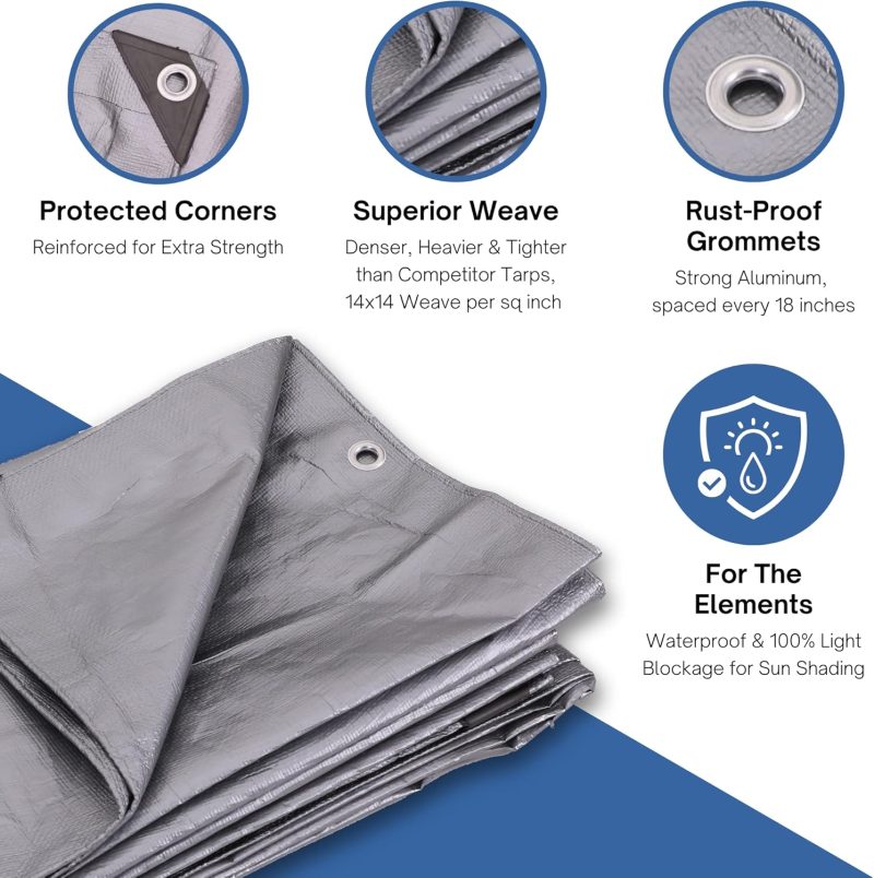 Heavy-Duty Silver Poly Tarp - Image 4