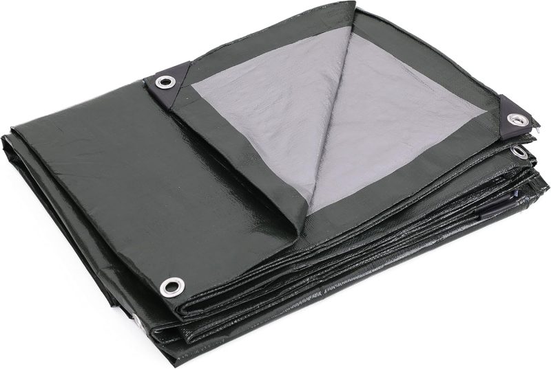 Heavy-Duty Reversible Green/Silver Poly Tarp - Image 3