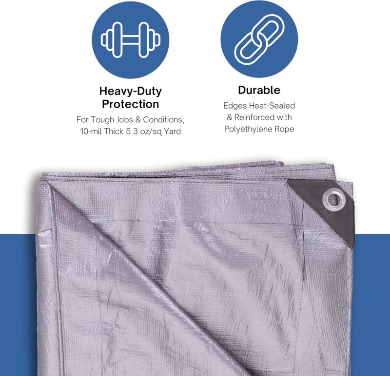 Heavy-Duty Silver Poly Tarp - Image 5