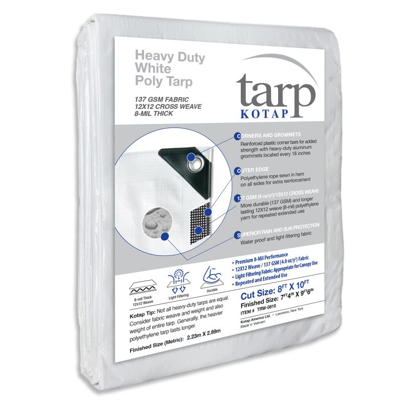 Heavy-Duty White Poly Tarp