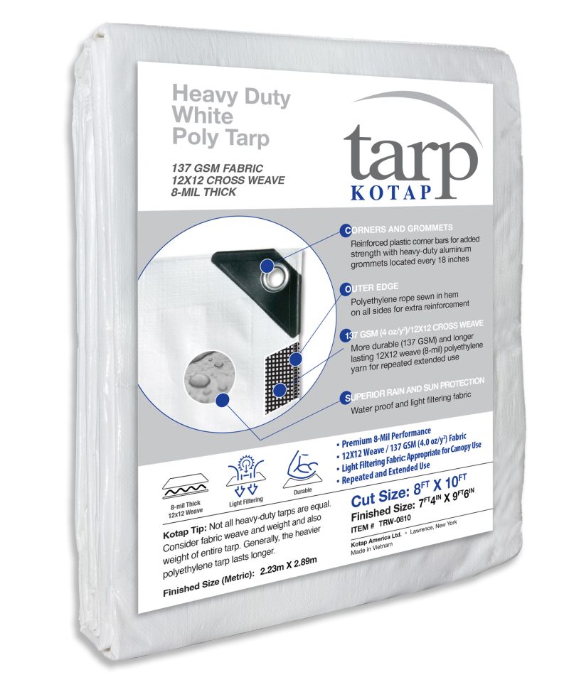 Heavy-Duty White Poly Tarp