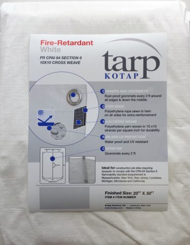 Fire-Retardant White Poly Tarp